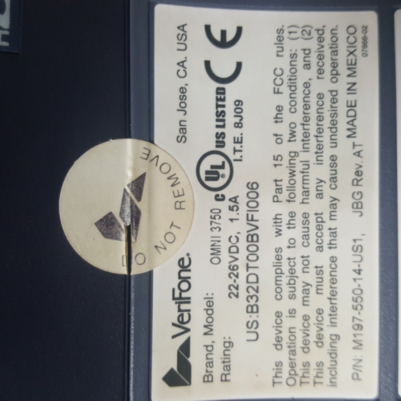 Verifone OMNI 3750 credit card processing terminal w/ printer chip reader, swipe - Picture 4 of 5